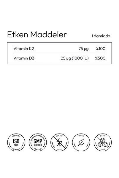 Nova Prima Vitamin D3 + K2 Liquid Damla, EirVit D3 & K2VITAL K2 20 ml
