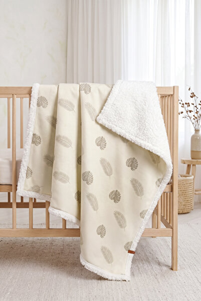 HAMUR Fluffy Bebek Battaniyesi 80x100 Cm Melis Kundak Puset Çift Taraflı Koyun Tüyü Battaniye 100x80