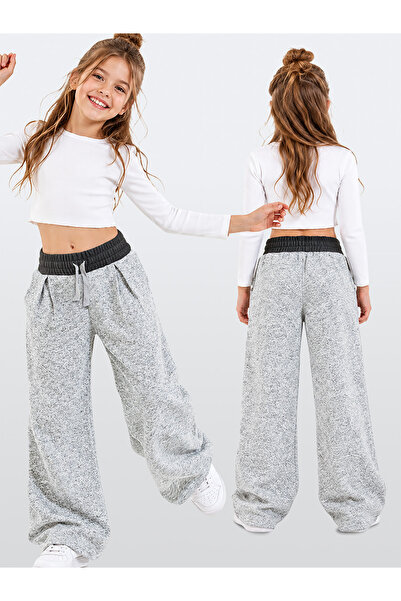 Denokids بنطلون رمادي ناعم للفتيات
