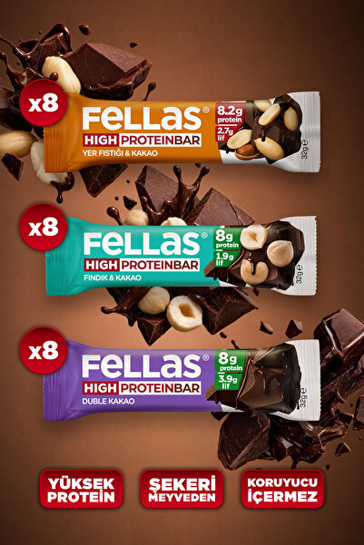 Fellas Protein Bar (32 g) Karma Kutu - 12 Adet (3 Çeşit) x 2