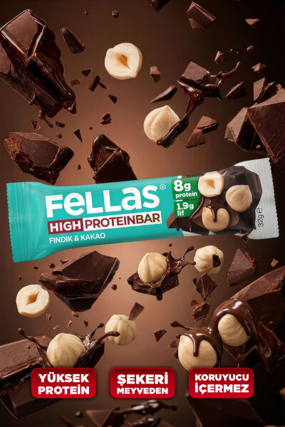 Fellas Protein Bar - Fındıklı ve Kakaolu (32 g) x 12 Adet