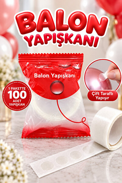 Huzur Party Store Balon Yapışkanı Bandı 100 Adet Kendinden Yuvarlak Kesilmiş ...