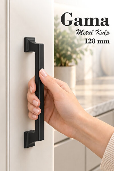 Badem10 Gama 128 Mm Siyah Kulp Metal Mobilya Mutfak Çekmece Dolabı Dolap Kulp...