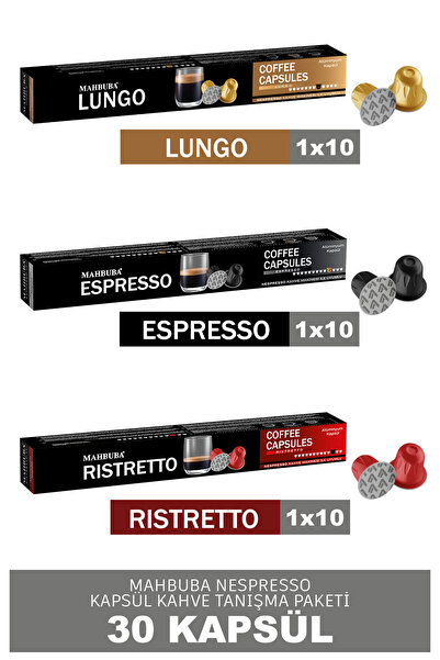 Mahbuba %100 Arabica Kapsül Kahve 30'lu 1x Ristretto 1x Espresso 1x Lungo (Ne...