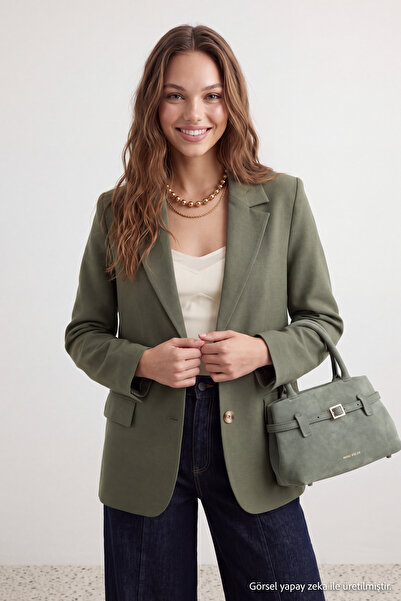 Trendyol Collection Mint Regular Lined Woven Blazer Jacket TWOAW23BC00132