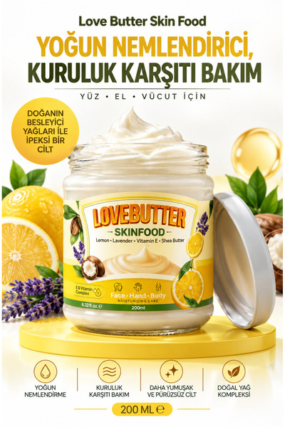 LOVE BUTTER Yüz & El & Vücut Yoğun Nemlendirici Besleyici Krem Skın Food