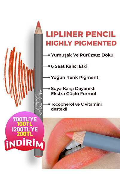 Alix Avien Uzun Süre Kalıcı Dağılma Yapmayan Nemlendirici Dudak Kalemi - Lipl...