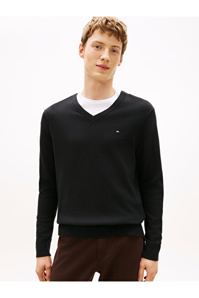Tommy Hilfiger MW0MW28047 PIMA ORG CTN ΚΑΣΜΙΡ ΛΑΙΜΟΚΟΜΙΔΑ V ΜΑΥΡΟ
