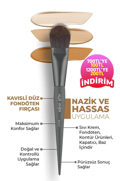Alix Avien Kavisli Düz Fondöten Fırçası - Flat Foundation Brush