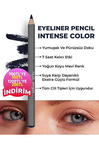 Alix Avien Suya Dayanıklı Yoğun Pigmentli Kremsi Kolay Sürüm Lacivert Göz Kal...