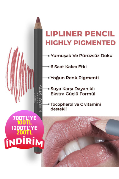 Alix Avien Uzun Süre Kalıcı Dağılma Yapmayan Nemlendirici Dudak Kalemi - Lipl...
