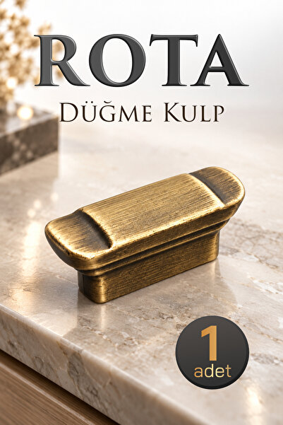 Badem10 Rota Antik Sarı Metal Dolap Çekmece Düğme Kulp Tek Vidalı Şık Dolap K...
