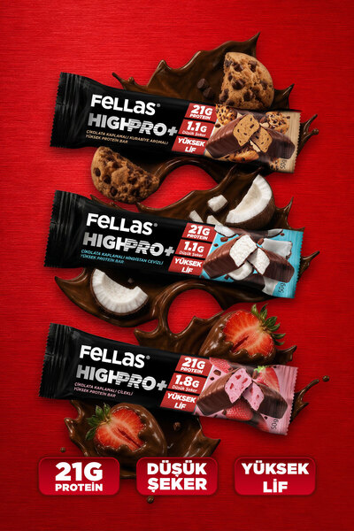 Fellas Çikolata Kaplı HighPro+ Protein Bar (50 g) Deneme Paketi 3'lü