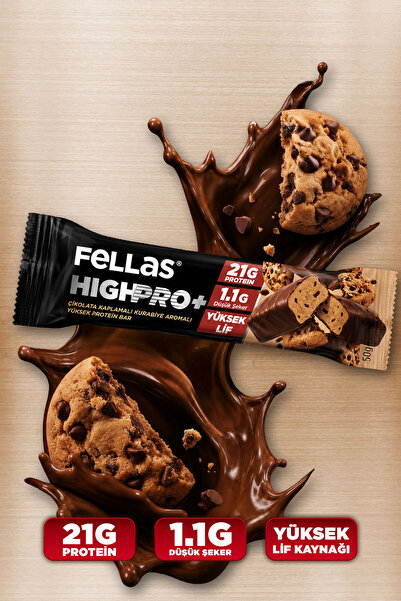 Fellas Çikolata Kaplı HighPro+ Protein Bar - Kurabiye Aromalı (50g) - 12 adet