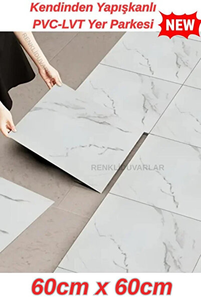 Renkli Duvarlar Kendinden Yapışkanlı 60x60cm 1 Adet Floor Pvc Yer Zemin Banyo...