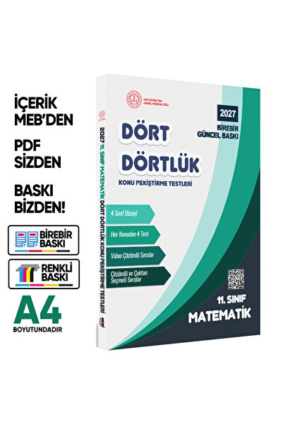 Karakutu Yayınları 2027 MEBİ-OGM 11. Sınıf Dört Dörtlük Matematik Pekiştirme ...