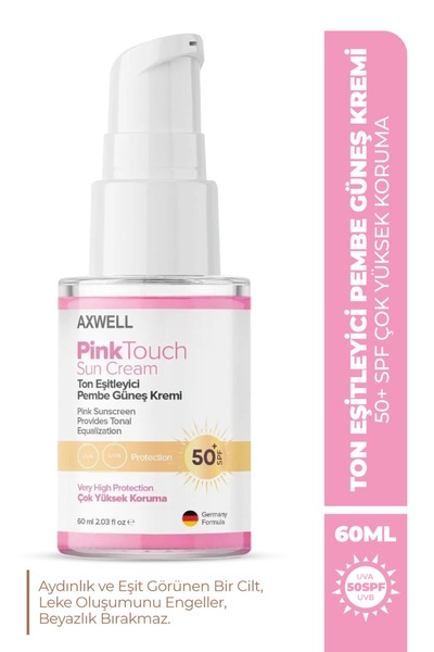 AXWELL Ton Eşitleyici Aydınlatıcı Pembe Güneş Kremi 60ml Pink Touch SPF50+/PA...