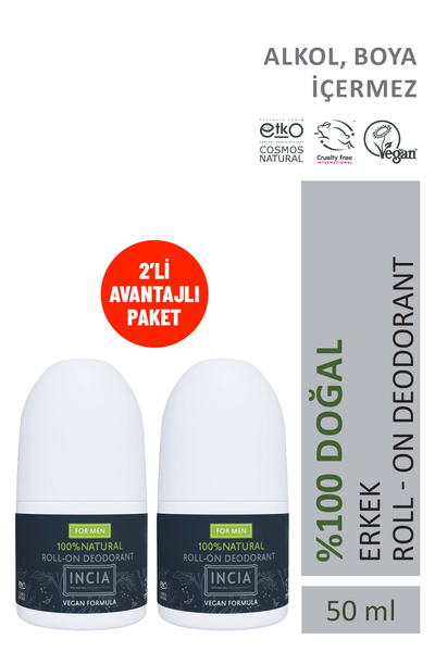 Incia %100 Doğal Roll On Deodorant Erkekler İçin Ter Kokusu Önleyici Lekesiz ...