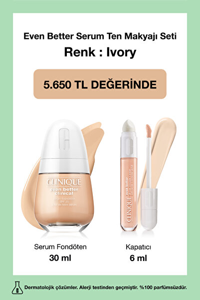 Clinique Even Better Serum Ten Makyajı Seti, Renk : Ivory | Fondöten 30ml, Ka...