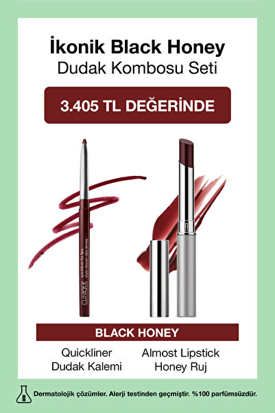 Clinique İkonik Black Honey Dudak Kombosu Seti | Almost Lipstcik Honey Ruj, Dudak Kalemi