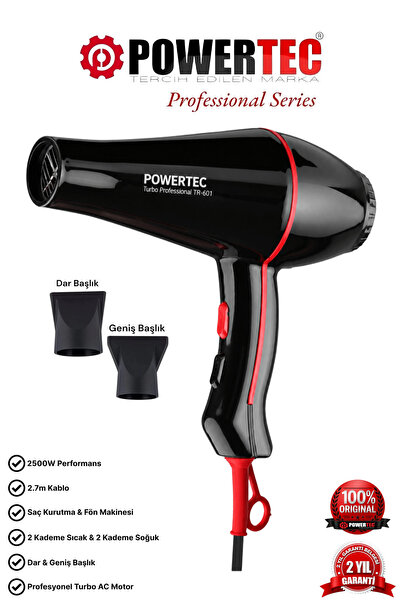 POWERTEC TR-601 (2500 W) Turbo Professional Series Fön Makinesi & Saç Kurutma...