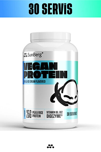 SunBerg Vegan Protein Vanilya Aromalı-30 porsiyon (25 g Bezelye ve Pirinç Pro...