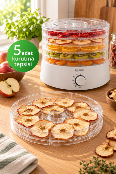 Kiwi KFD-5151 Gıda Kurutucu | 5 Tepsili | 40–70 °C Ayarlı | Meyve ve Sebze Kurutma