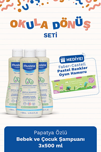 Mustela Okul Seti Papatya Özlü Kolay Tarama Şampuanı 500 ml 3'lü - Oyun Hamur...