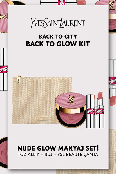 Yves Saint Laurent Nude Glow Çanta Hediyeli Makyaj Seti - Make Me Blush Allık...