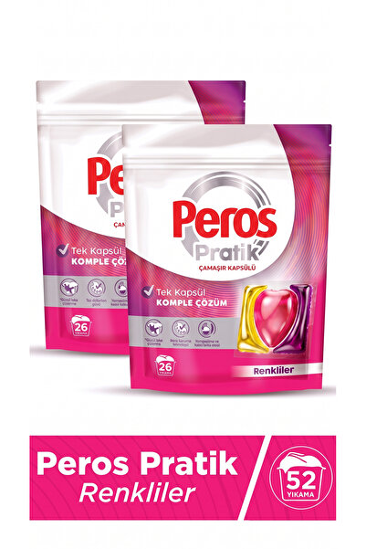 Peros Pratik Matik Çamaşır Deterjanı Kapsülü - Tableti 52 Adet Renkliler (2PK...