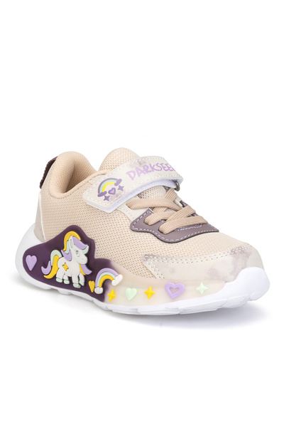 DARK SEER Kids DS RP38 Bej Mor Çocuk Sneaker Günlük Spor Cırtlı Ayakkabı