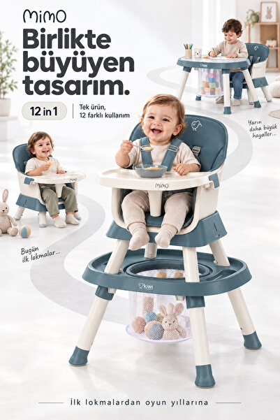 Kiwi Mimo 12’si 1 Arada Çok Fonksiyonlu Mama Sandalyesi – Oyun & Aktivite Mas...