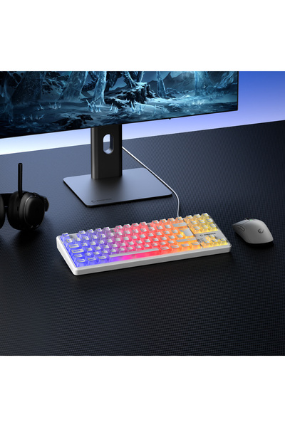 Rampage Zephyra TKL RGB Beyaz Sessiz Türkçe Q Gaming Klavye Keyboard Membrane Profesyonel Oyuncu Klavyesi