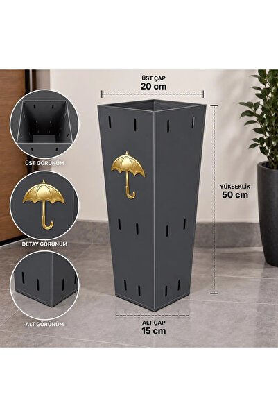 ÖZHEMMEKLER Metal Şemsiyelik Ve Dekoratif Şemsiye Standı | 50 cm | Ev,ofis,otel,restoran için