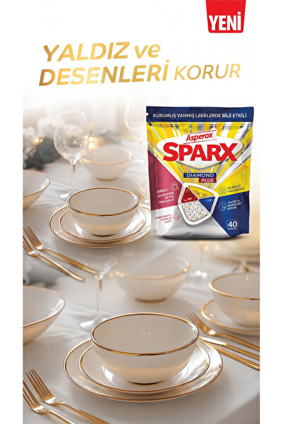 ASPEROX Sparx Diamond Plus Bulaşık Makinesi Tableti 40’lı- 2 paket