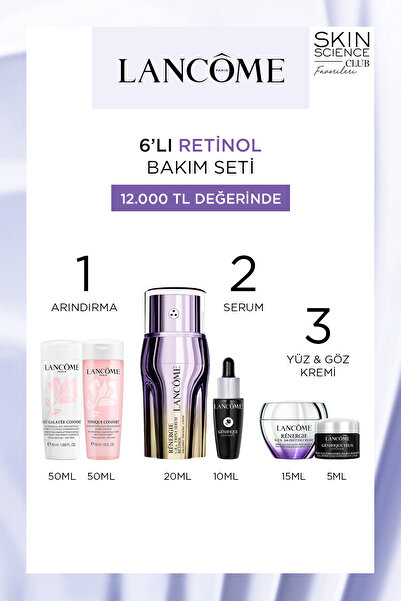 Lancome 6'lı Retinol Bakım Rutini Seti - Temizleyici, Tonik, Serum, Yüz ve Gö...