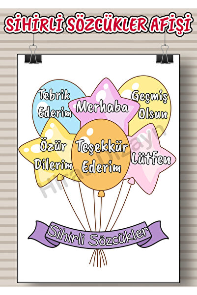Hiras Dizayn Magic Words Preschool and Primary School Educational Poster Clas...