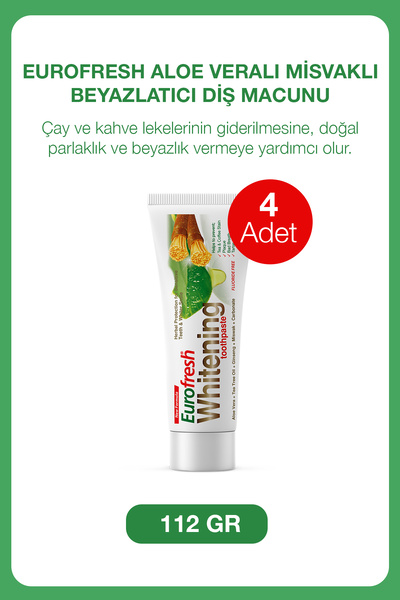 Farmasi 4 Adet Eurofresh Aloeveralı Misvaklı Beyazlatıcı Diş Macunu 112 Gr