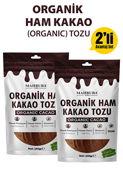 Mahbuba Organik Ham Kakao Tozu 2x140gr - Katkısız - Glutensiz (PESTİSİT KADMİ...