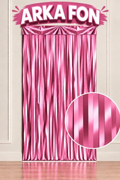 Huzur Party Store Metalik Kendinden Yapışkanlı Folyo Pembe Arka Fon Perde Süs...