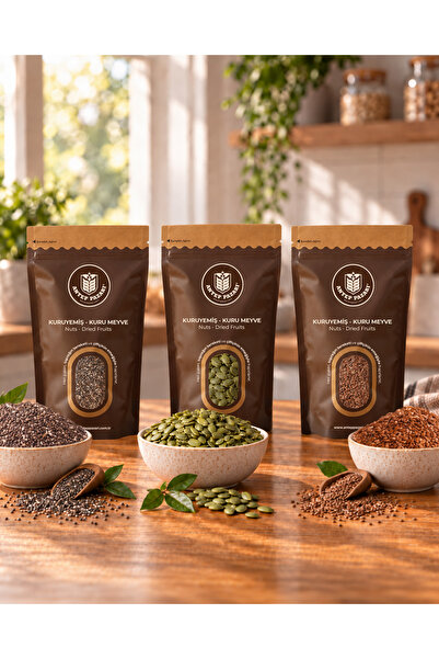 Antep Pazarı Chia Tohumu, Keten Tohumu, Kabak Çekirdeği İçi - 3'lü set