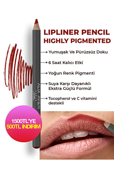 Alix Avien Uzun Süre Kalıcı Dağılma Yapmayan Nemlendirici Dudak Kalemi - Lipl...