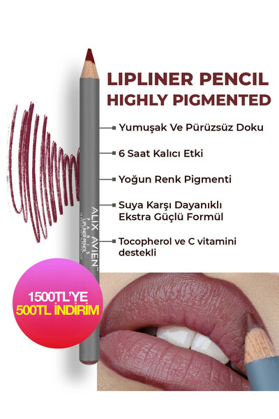 Alix Avien Uzun Süre Kalıcı Dağılma Yapmayan Nemlendirici Dudak Kalemi - Lipl...