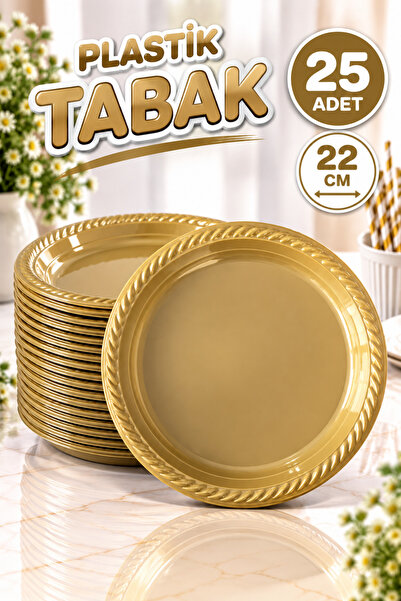Huzur Party Store Gold Renginde 22'cm 25'li Parlak Tabak Renkli Dayanıklı Alt...