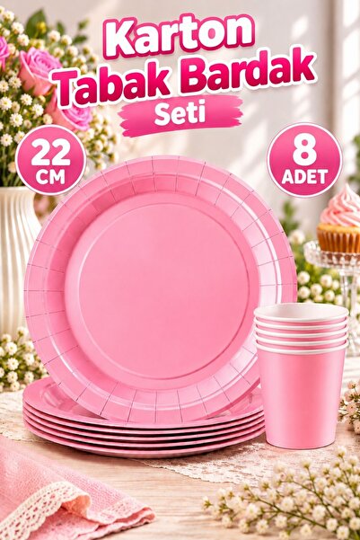 Huzur Party Store Pembe Renkli Dayanıklı Kullan At 8 Er Adet 22 Cm Doğum Günü...