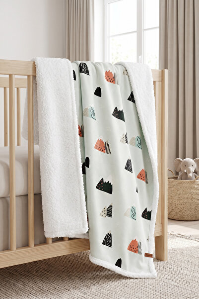 HAMUR Fluffy Bebek Battaniyesi 80x100 Cm Poyraz Kundak Puset Çift Taraflı Koy...