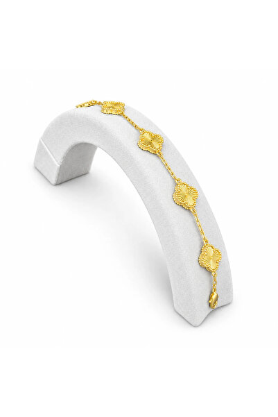 Sizu Accessory Büyük Yonca Motifli Gold Renk Altın Kaplama Kararmaz Bileklik