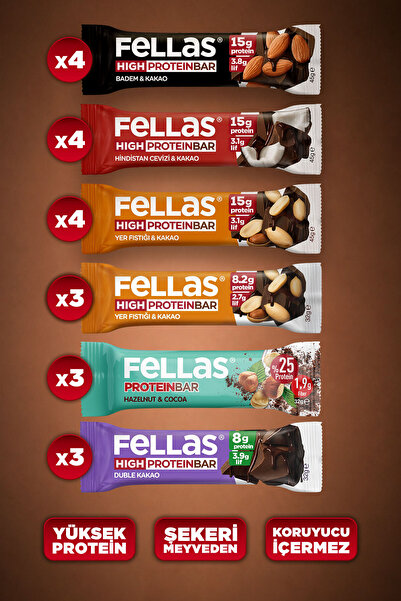 Fellas Protein Bar Süper Karma Kutu - 24 Adet (Yüksek Protein Bar (45 g) x 12...