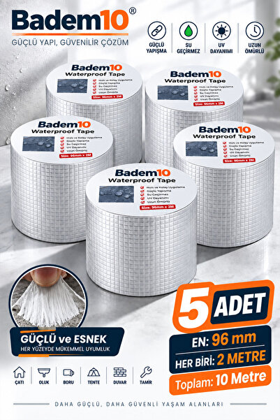 Badem10 5 Adet Çatı Izolasyon 9.6 Cm X 2 Mt Su Sızdırmazlık Geçirmezlik Yalıt...