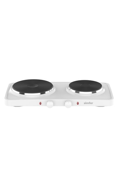 Simfer HP2500W Beyaz Hot Plate İki Gözlü Elektrikli Ocak (Çift Emniyetli Termostat , 2500W Krom Çember)